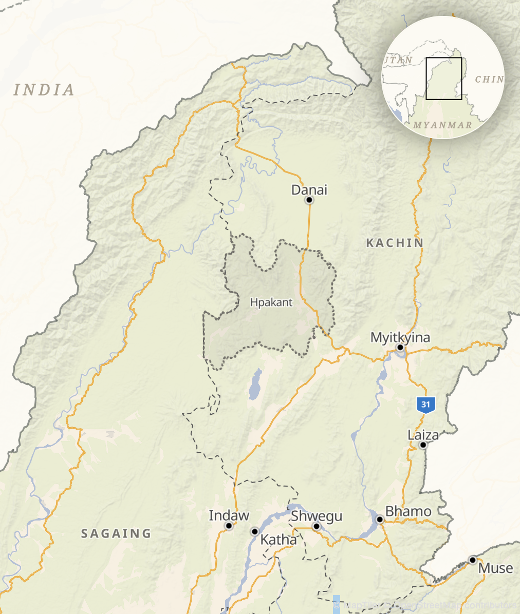 Map of northern Myanmar