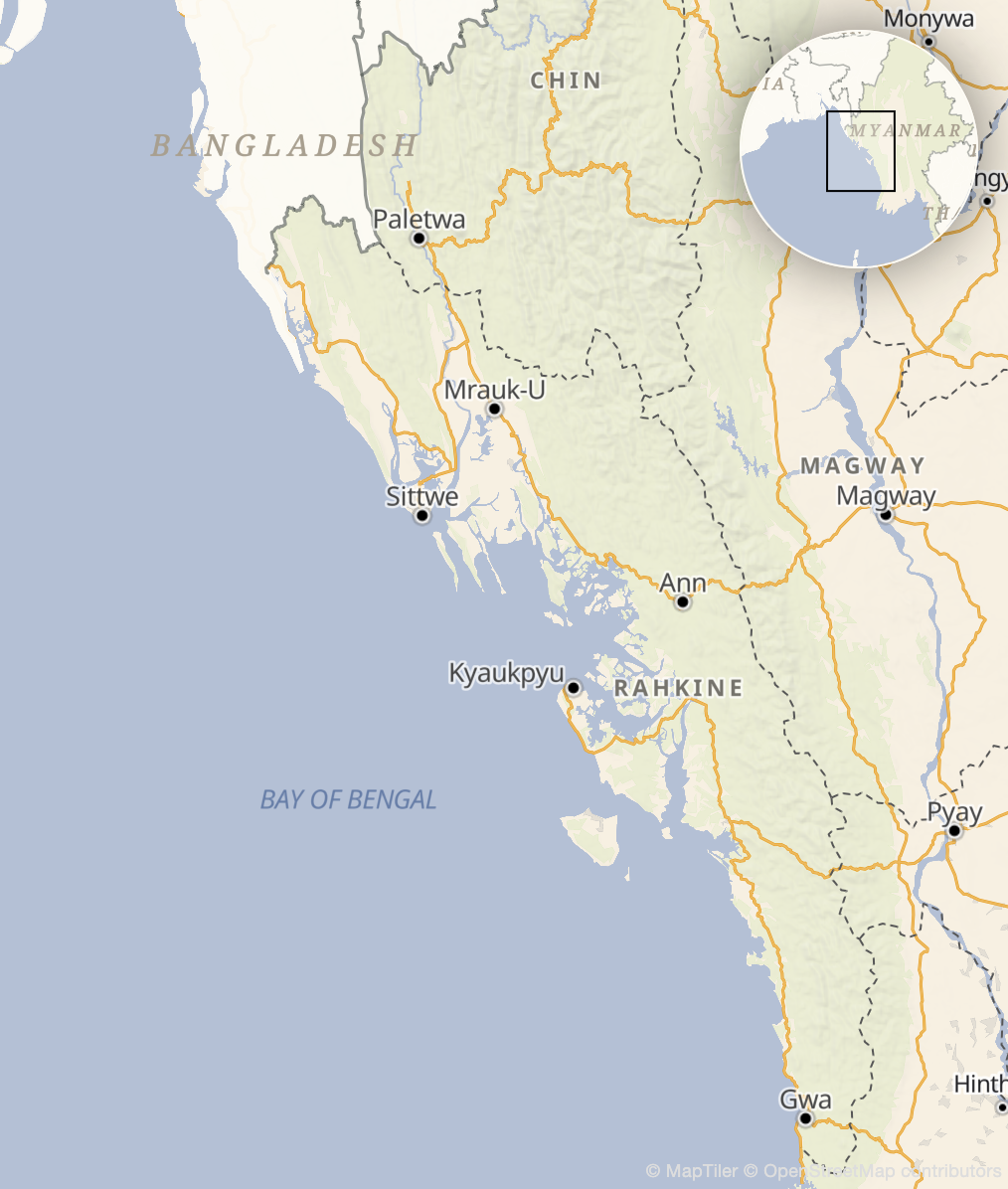 Map of western Myanmar